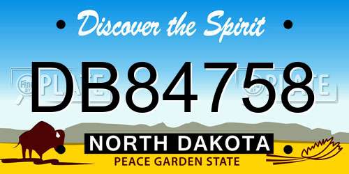 DB84758 North Dakota License Plate