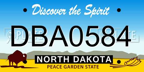 DBA0584 North Dakota License Plate