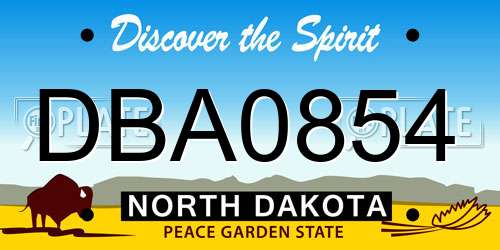 DBA0854 North Dakota License Plate
