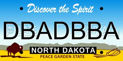 DBADBBA North Dakota License Plate