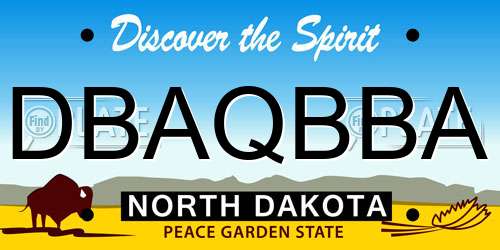 DBAQBBA North Dakota License Plate