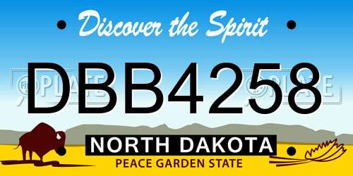 DBB4258 North Dakota License Plate