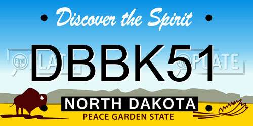 DBBK51 North Dakota License Plate