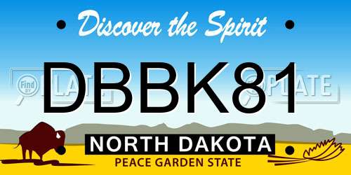 DBBK81 North Dakota License Plate