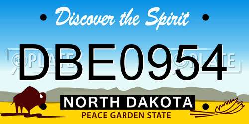 DBE0954 North Dakota License Plate