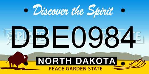 DBE0984 North Dakota License Plate