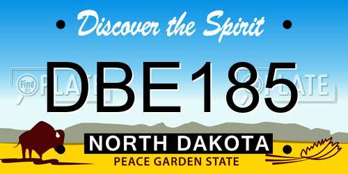 DBE185 North Dakota License Plate