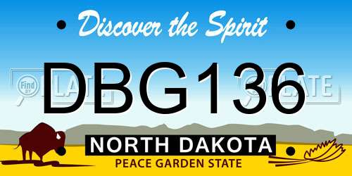 DBG136 North Dakota License Plate
