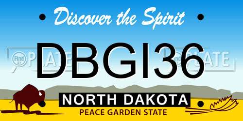 DBGI36 North Dakota License Plate