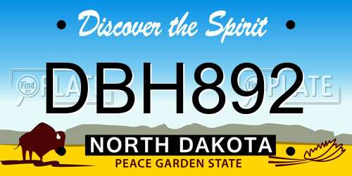 DBH892 North Dakota License Plate