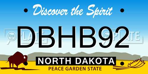 DBHB92 North Dakota License Plate
