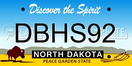 DBHS92 North Dakota License Plate