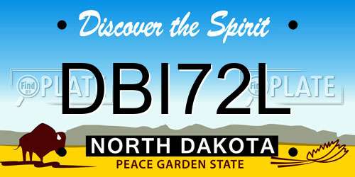 DBI72L North Dakota License Plate