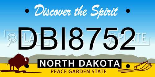 DBI8752 North Dakota License Plate