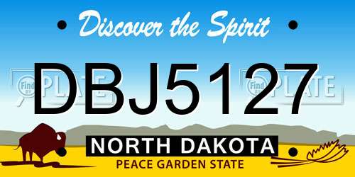 DBJ5127 North Dakota License Plate
