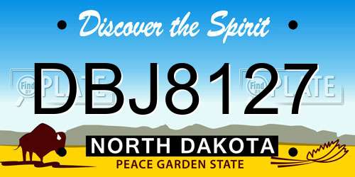 DBJ8127 North Dakota License Plate
