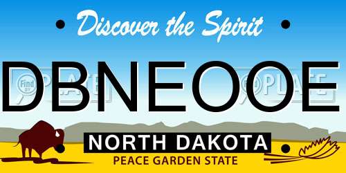 DBNEOOE North Dakota License Plate