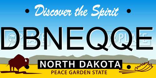 DBNEQQE North Dakota License Plate