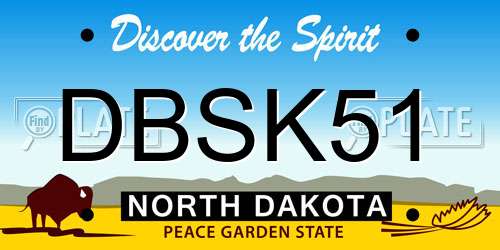 DBSK51 North Dakota License Plate