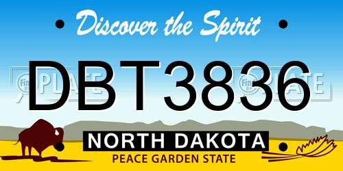 DBT3836 North Dakota License Plate