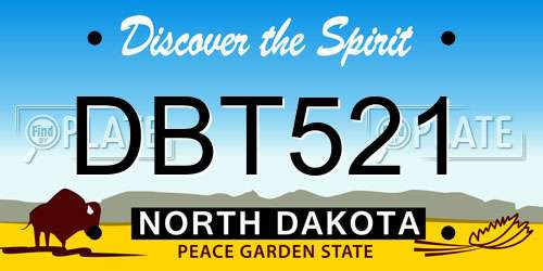 DBT521 North Dakota License Plate