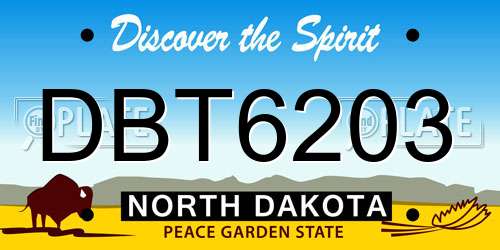 DBT6203 North Dakota License Plate