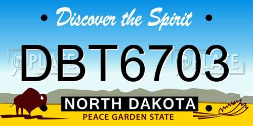 DBT6703 North Dakota License Plate