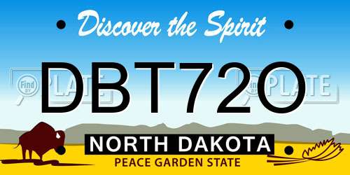 DBT72O North Dakota License Plate