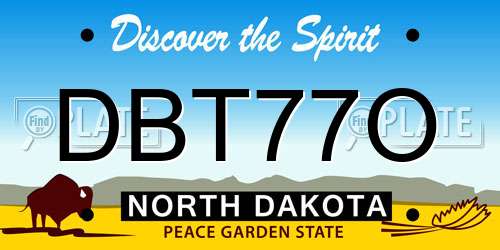 DBT77O North Dakota License Plate