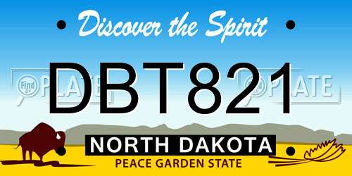 DBT821 North Dakota License Plate