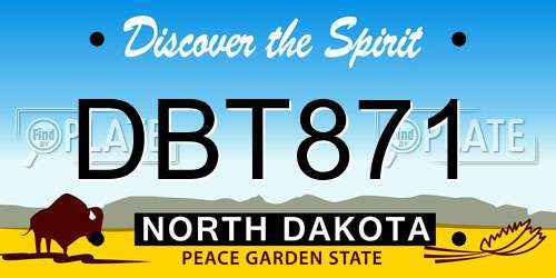 DBT871 North Dakota License Plate