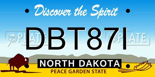 DBT87I North Dakota License Plate