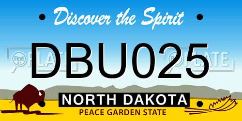 DBU025 North Dakota License Plate