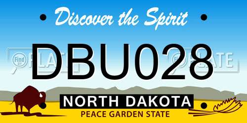 DBU028 North Dakota License Plate
