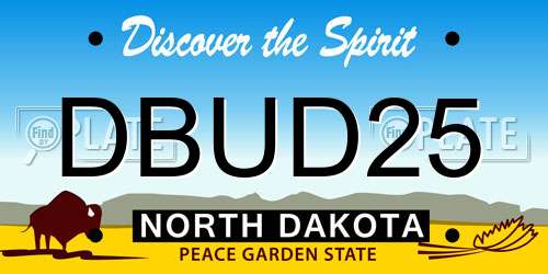 DBUD25 North Dakota License Plate