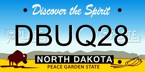 DBUQ28 North Dakota License Plate