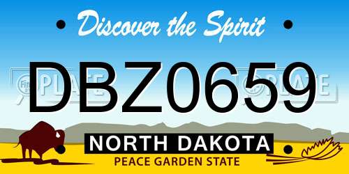 DBZ0659 North Dakota License Plate