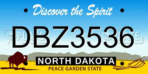DBZ3536 North Dakota License Plate