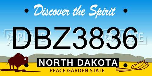 DBZ3836 North Dakota License Plate
