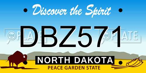 DBZ571 North Dakota License Plate