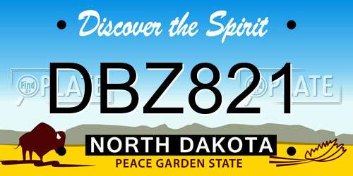 DBZ821 North Dakota License Plate