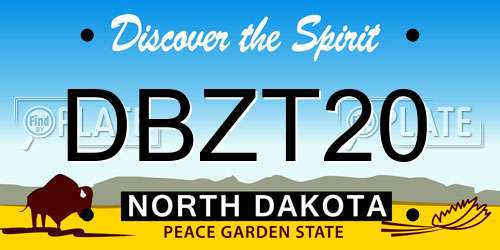 DBZT20 North Dakota License Plate