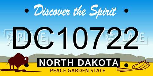 DC10722 North Dakota License Plate