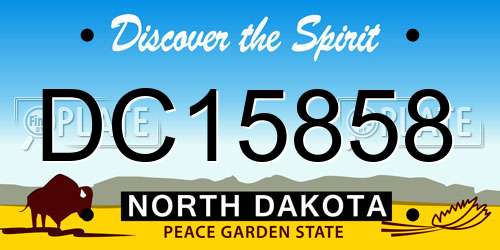 DC15858 North Dakota License Plate