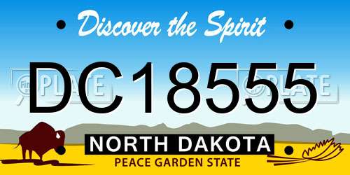 DC18555 North Dakota License Plate