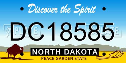 DC18585 North Dakota License Plate