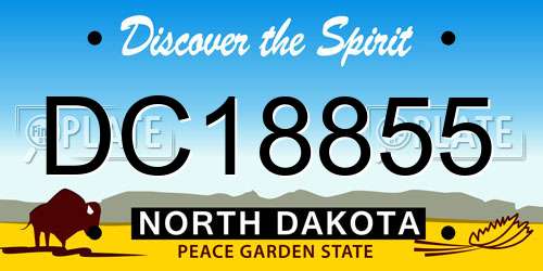 DC18855 North Dakota License Plate