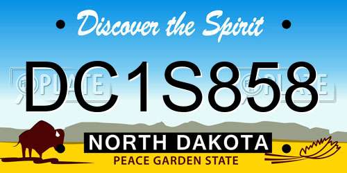 DC1S858 North Dakota License Plate