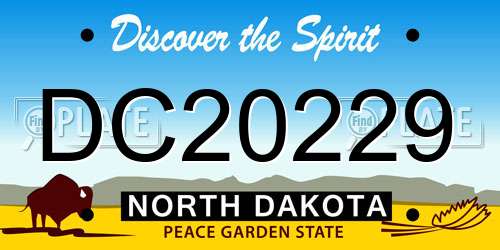 DC20229 North Dakota License Plate