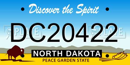 DC20422 North Dakota License Plate